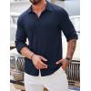 COOFANDY Athletic Fit Dress Shirts for Men Ribbed Knit Textured Button Down Shirts(Navy)