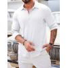 COOFANDY Athletic Fit Dress Shirts for Men Ribbed Knit Textured Button Down Shirts(White)