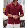 COOFANDY Athletic Fit Dress Shirts for Men Ribbed Knit Textured Button Down Shirts(Wine)