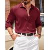 COOFANDY Athletic Fit Dress Shirts for Men Ribbed Knit Textured Button Down Shirts(Wine)