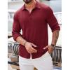 COOFANDY Athletic Fit Dress Shirts for Men Ribbed Knit Textured Button Down Shirts(Wine)