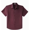 COOFANDY Big & Tall Dress Shirts for Men Short Sleeve Button Down Casual Shirts(Deep Red)