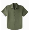 COOFANDY Big & Tall Dress Shirts for Men Short Sleeve Button Down Casual Shirts(Olive Green)