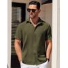 COOFANDY Button Down Short Sleeve Summer Casual Beach Shirts Shirt(Army Green)
