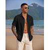 COOFANDY Button Down Short Sleeve Summer Casual Beach Shirts Shirt(Black)