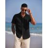 COOFANDY Button Down Short Sleeve Summer Casual Beach Shirts Shirt(Black)