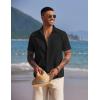 COOFANDY Button Down Short Sleeve Summer Casual Beach Shirts Shirt(Black)