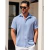 COOFANDY Button Down Short Sleeve Summer Casual Beach Shirts Shirt(Blue)
