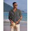 COOFANDY Button Down Short Sleeve Summer Casual Beach Shirts Shirt(Dark Gray)