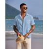 COOFANDY Button Down Short Sleeve Summer Casual Beach Shirts Shirt(Light Blue)