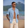 COOFANDY Button Down Short Sleeve Summer Casual Beach Shirts Shirt(Light Blue)