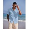 COOFANDY Button Down Short Sleeve Summer Casual Beach Shirts Shirt(Light Blue)
