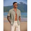 COOFANDY Button Down Short Sleeve Summer Casual Beach Shirts Shirt(Light Gray)