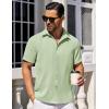 COOFANDY Button Down Short Sleeve Summer Casual Beach Shirts Shirt(Light Green)