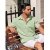 COOFANDY Button Down Short Sleeve Summer Casual Beach Shirts Shirt(Light Green)