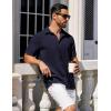 COOFANDY Button Down Short Sleeve Summer Casual Beach Shirts Shirt(Navy Blue)