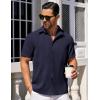 COOFANDY Button Down Short Sleeve Summer Casual Beach Shirts Shirt(Navy Blue)