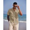 COOFANDY Button Down Short Sleeve Summer Casual Beach Shirts Shirt(Oyster Gray)