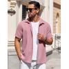 COOFANDY Button Down Short Sleeve Summer Casual Beach Shirts Shirt(Pink)