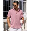 COOFANDY Button Down Short Sleeve Summer Casual Beach Shirts Shirt(Pink)