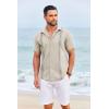 COOFANDY Cuban Guayabera Shirts for Men Short Sleeve Casual Button Down Shirts Summer Vacation Shirts(Beige)