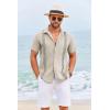 COOFANDY Cuban Guayabera Shirts for Men Short Sleeve Casual Button Down Shirts Summer Vacation Shirts(Beige)