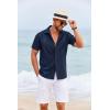 COOFANDY Cuban Guayabera Shirts for Men Short Sleeve Casual Button Down Shirts Summer Vacation Shirts(Dark Navy)