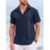COOFANDY Cuban Guayabera Shirts for Men Short Sleeve Casual Button Down Shirts Summer Vacation Shirts(Dark Navy)