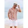 COOFANDY Cuban Guayabera Shirts for Men Short Sleeve Casual Button Down Shirts Summer Vacation Shirts(Dusty Rose)