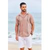 COOFANDY Cuban Guayabera Shirts for Men Short Sleeve Casual Button Down Shirts Summer Vacation Shirts(Dusty Rose)