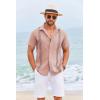 COOFANDY Cuban Guayabera Shirts for Men Short Sleeve Casual Button Down Shirts Summer Vacation Shirts(Dusty Rose)