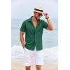 COOFANDY Cuban Guayabera Shirts for Men Short Sleeve Casual Button Down Shirts Summer Vacation Shirts(Forest Green)