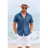 COOFANDY Cuban Guayabera Shirts for Men Short Sleeve Casual Button Down Shirts Summer Vacation Shirts(Navy)