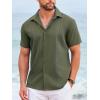 COOFANDY Cuban Guayabera Shirts for Men Short Sleeve Casual Button Down Shirts Summer Vacation Shirts(Olive Green)