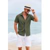 COOFANDY Cuban Guayabera Shirts for Men Short Sleeve Casual Button Down Shirts Summer Vacation Shirts(Olive Green)