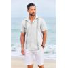 COOFANDY Cuban Guayabera Shirts for Men Short Sleeve Casual Button Down Shirts Summer Vacation Shirts(White)