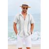 COOFANDY Cuban Guayabera Shirts for Men Short Sleeve Casual Button Down Shirts Summer Vacation Shirts(White)