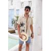 COOFANDY Hawaiian Short Button Sleeve Down Shirt Shirts Beach(Beige – Palm Tree)