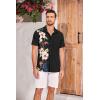 COOFANDY Hawaiian Short Button Sleeve Down Shirt Shirts Beach(Black – Floral)