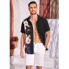 COOFANDY Hawaiian Short Button Sleeve Down Shirt Shirts Beach(Black – Floral)