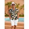 COOFANDY Hawaiian Short Button Sleeve Down Shirt Shirts Beach(Black- Palm Leaf)