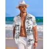 COOFANDY Hawaiian Short Button Sleeve Down Shirt Shirts Beach(Black Tree-white)