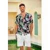 COOFANDY Hawaiian Short Button Sleeve Down Shirt Shirts Beach(Black-tropical Floral)