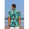 COOFANDY Hawaiian Short Button Sleeve Down Shirt Shirts Beach(Blue)