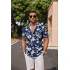 COOFANDY Hawaiian Short Button Sleeve Down Shirt Shirts Beach(Blue Floral)