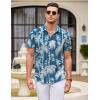 COOFANDY Hawaiian Short Button Sleeve Down Shirt Shirts Beach(Blue-coconut Tree)