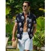 COOFANDY Hawaiian Short Button Sleeve Down Shirt Shirts Beach(Coconut Tree-dark Blue)