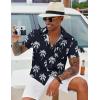COOFANDY Hawaiian Short Button Sleeve Down Shirt Shirts Beach(Coconut Tree-dark Blue)