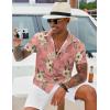 COOFANDY Hawaiian Short Button Sleeve Down Shirt Shirts Beach(Flower-pink)