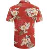 COOFANDY Hawaiian Short Button Sleeve Down Shirt Shirts Beach(Flower-red)